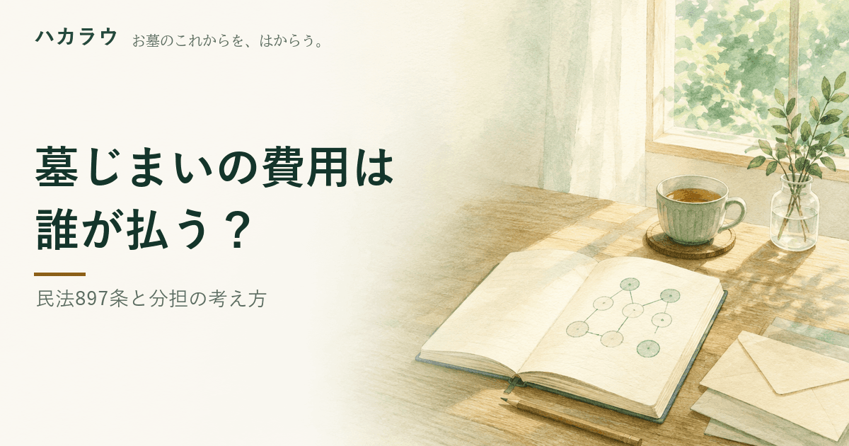 墓じまいの費用は誰が払う?祭祀承継者・兄弟の分担と民法897条|記事の要点を1枚にまとめた図版