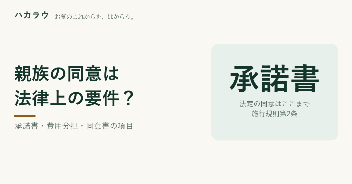 墓じまいの親族の同意は法律上の要件ではない|記事の要点を1枚にまとめた図版