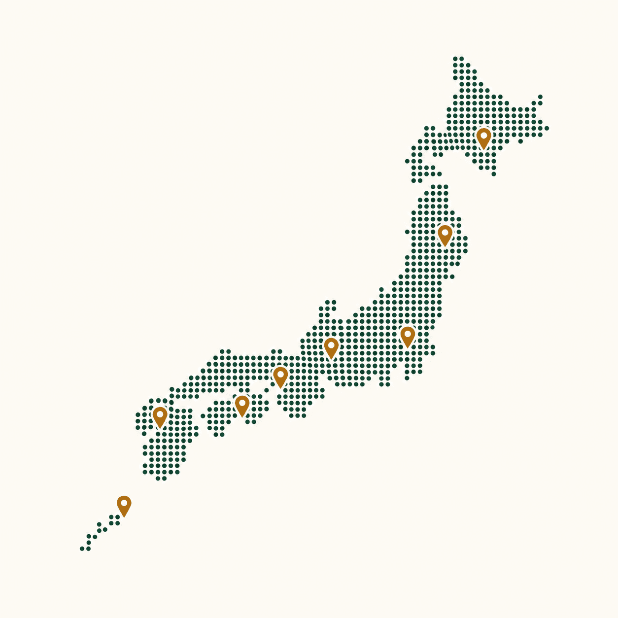 日本地図。全国の自治体の改葬手続きに対応していることを示すイラスト
